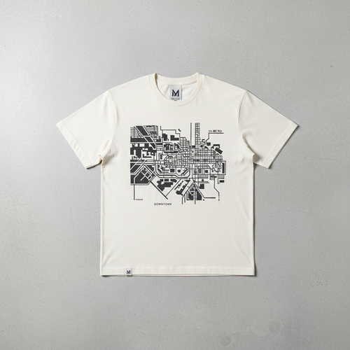 Off-white graphic tee with urban city map grid print